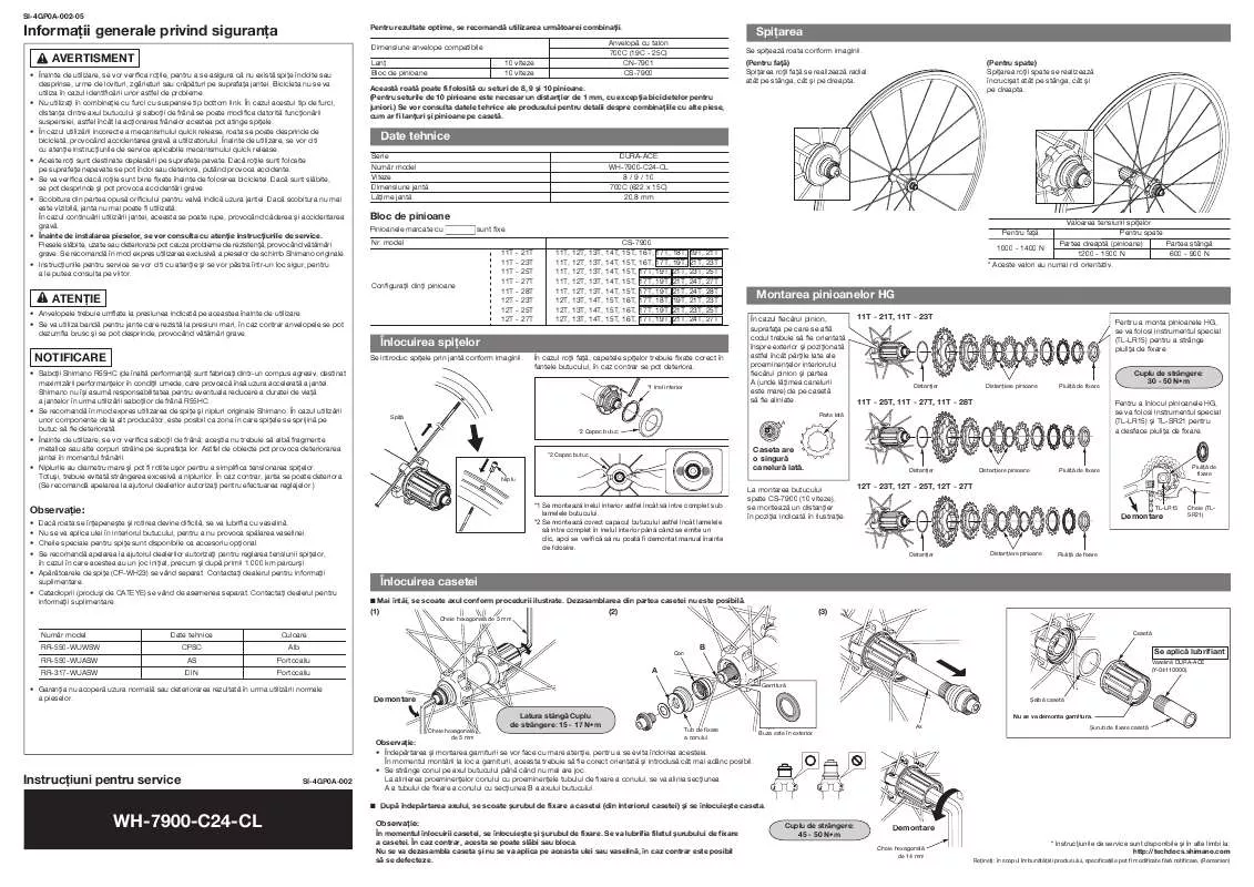 Mode d'emploi SHIMANO WH-7900-C24-CL