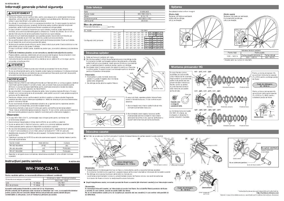 Mode d'emploi SHIMANO WH-7900-C24-TL