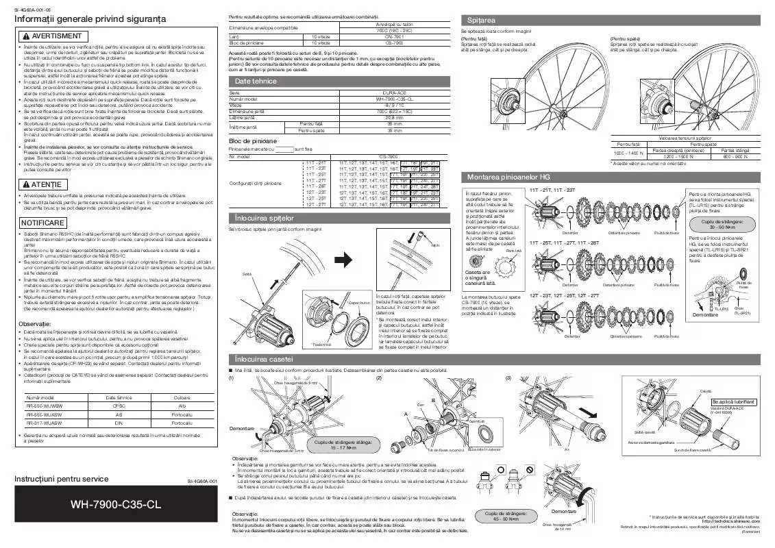 Mode d'emploi SHIMANO WH-7900-C35-CL