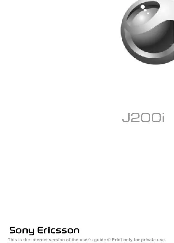 Mode d'emploi SONY ERICSSON J200I