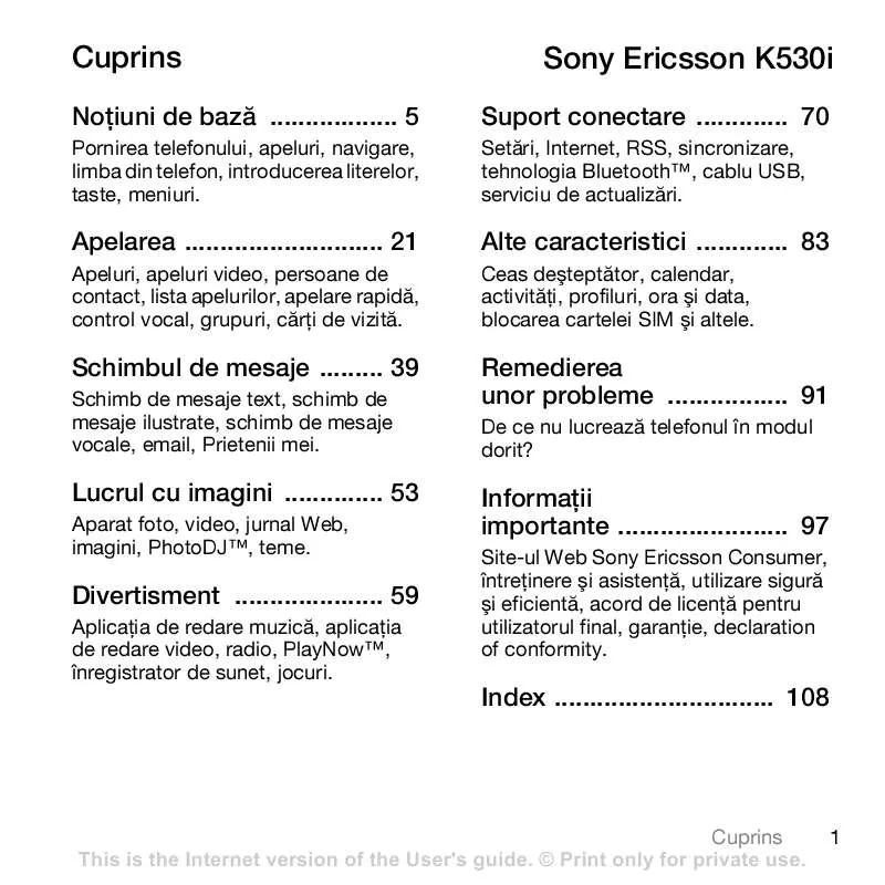 Mode d'emploi SONY ERICSSON K530I