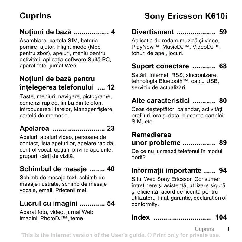 Mode d'emploi SONY ERICSSON K610I