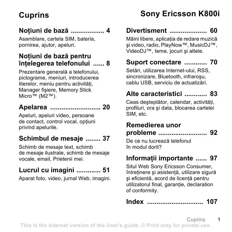 Mode d'emploi SONY ERICSSON K800I