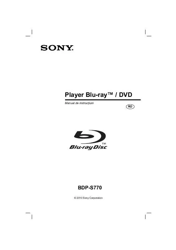 Mode d'emploi SONY BDP-S770