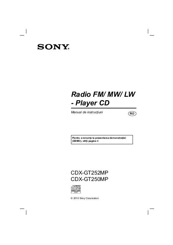 Mode d'emploi SONY CDX-GT252MP