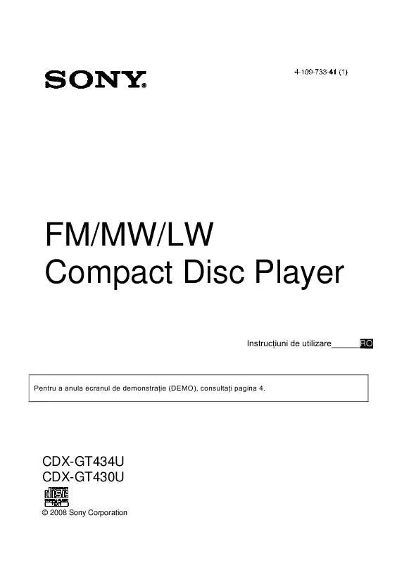 Mode d'emploi SONY CDX-GT430U