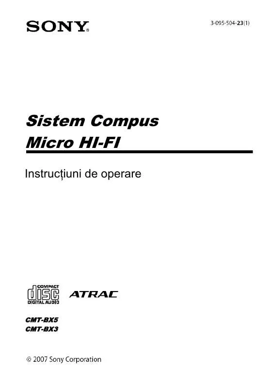 Mode d'emploi SONY CMT-BX5