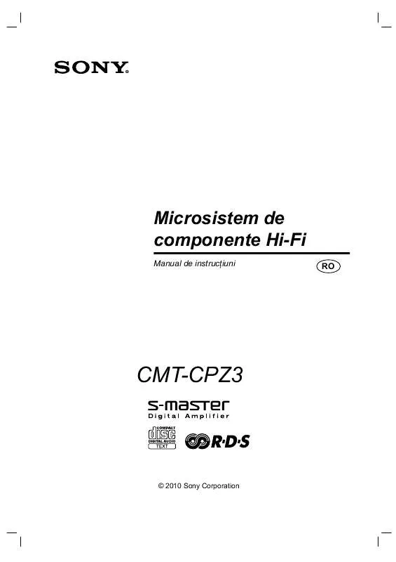 Mode d'emploi SONY CMT-CPZ3