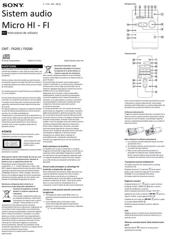 Mode d'emploi SONY CMT-FX200