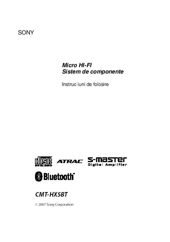 Mode d'emploi SONY CMT-HX5BT