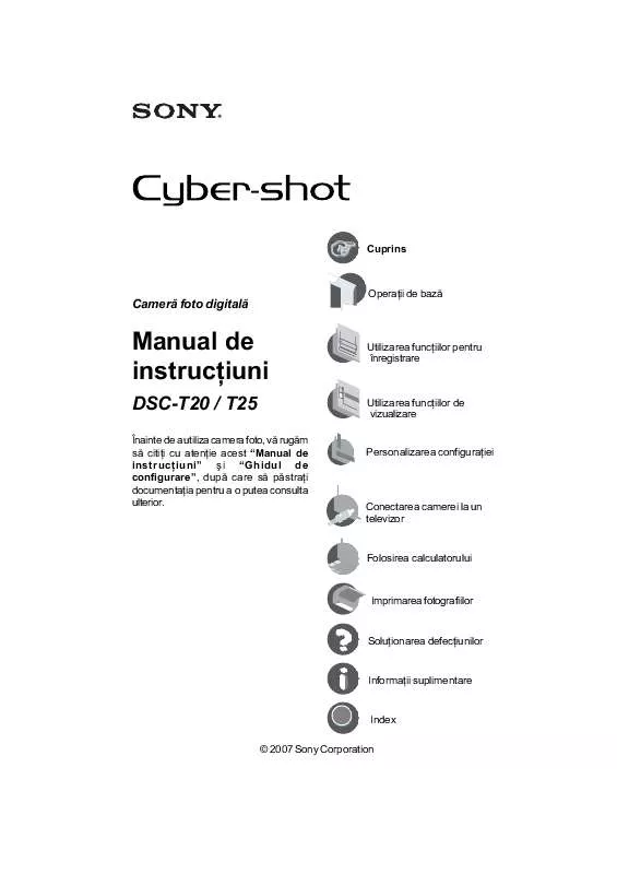 Mode d'emploi SONY CYBER-SHOT T25