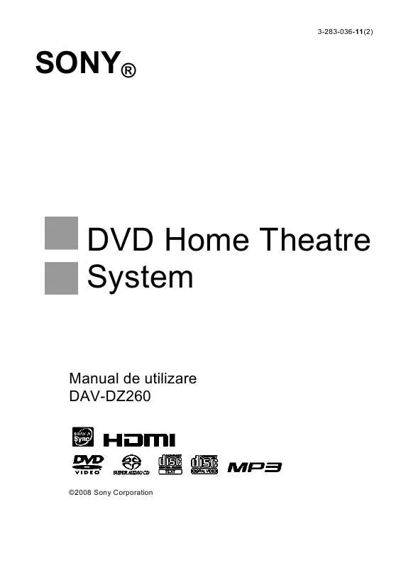 Mode d'emploi SONY DAV-DZ260