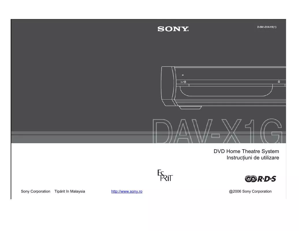 Mode d'emploi SONY DAV-X1G