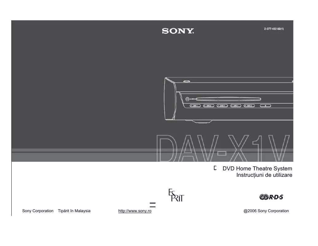 Mode d'emploi SONY DAV-X1V