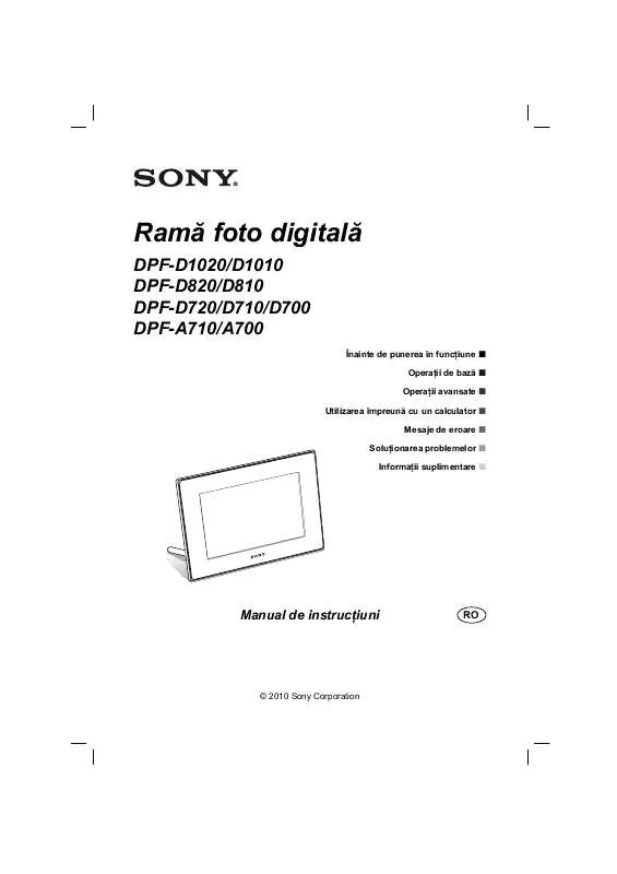 Mode d'emploi SONY DPF-A710