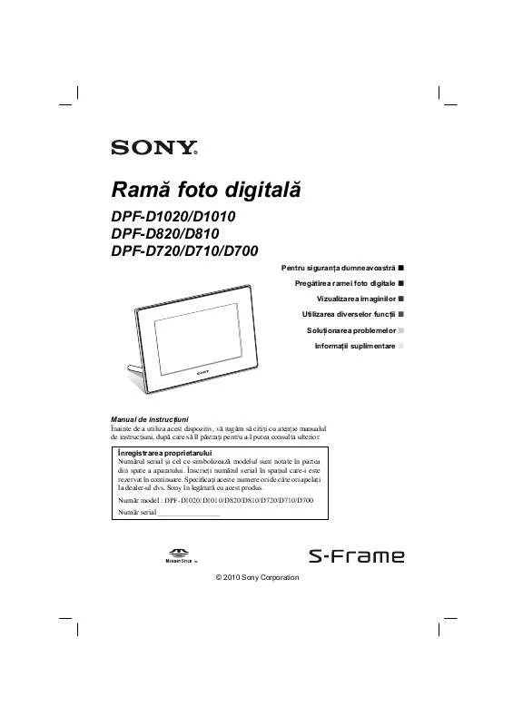 Mode d'emploi SONY DPF-D1000