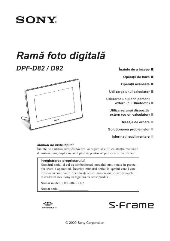 Mode d'emploi SONY DPF-D82