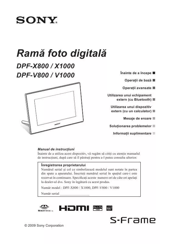 Mode d'emploi SONY DPF-V1000