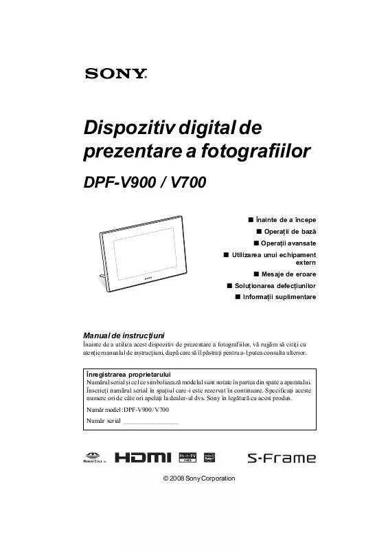 Mode d'emploi SONY DPF-V900