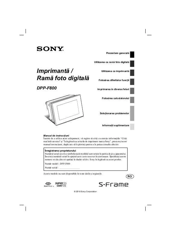 Mode d'emploi SONY DPP-F800