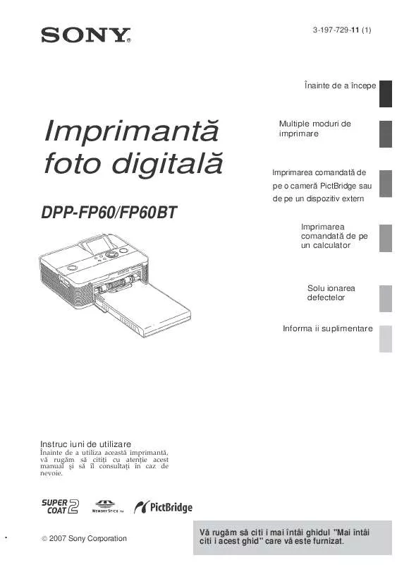 Mode d'emploi SONY DPP-FP60