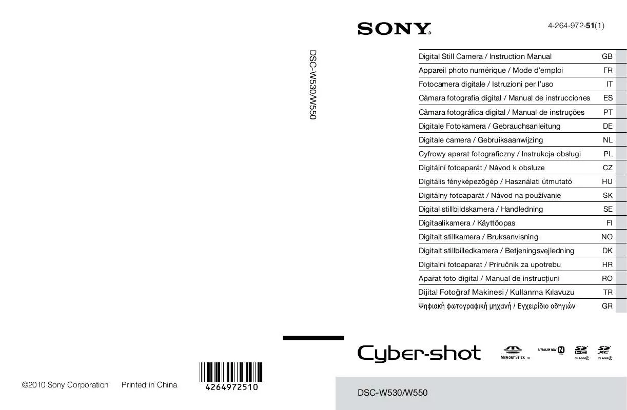 Mode d'emploi SONY DSC-W550