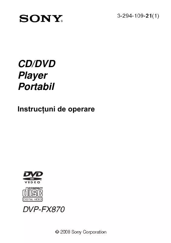 Mode d'emploi SONY DVP-FX870