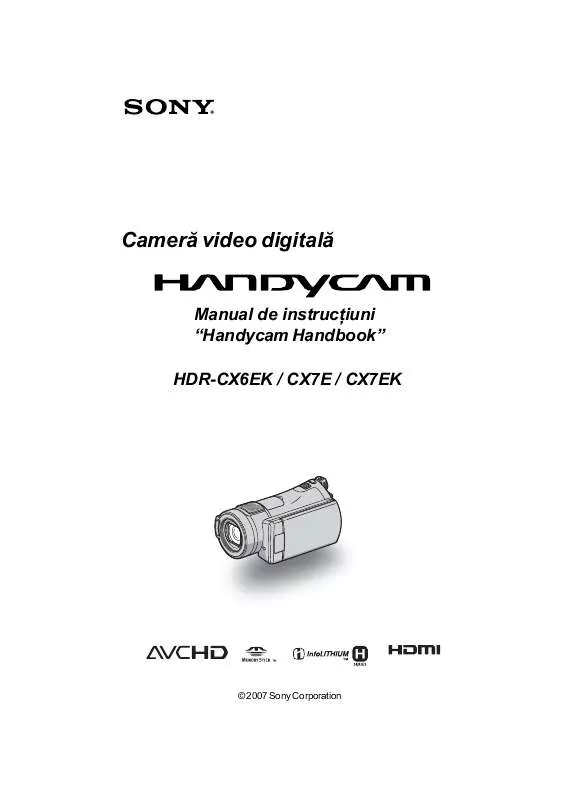 Mode d'emploi SONY HDR-CX6EK