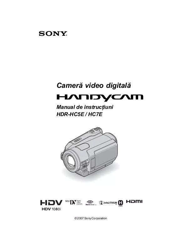 Mode d'emploi SONY HDR-HC5E