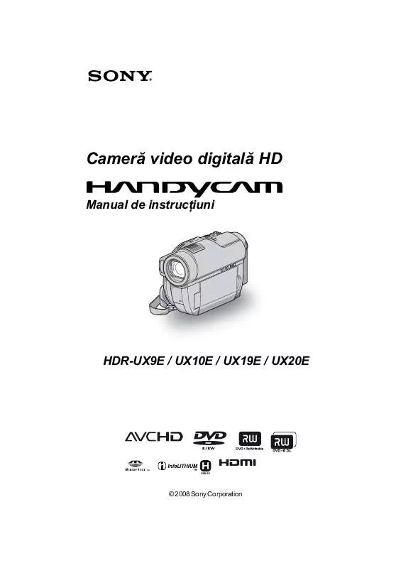 Mode d'emploi SONY HDR-UX20E