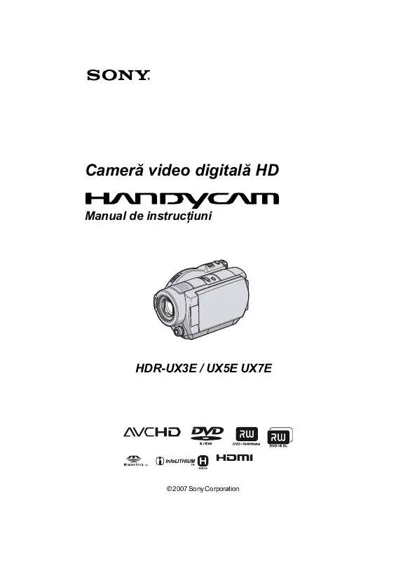 Mode d'emploi SONY HDR-UX5