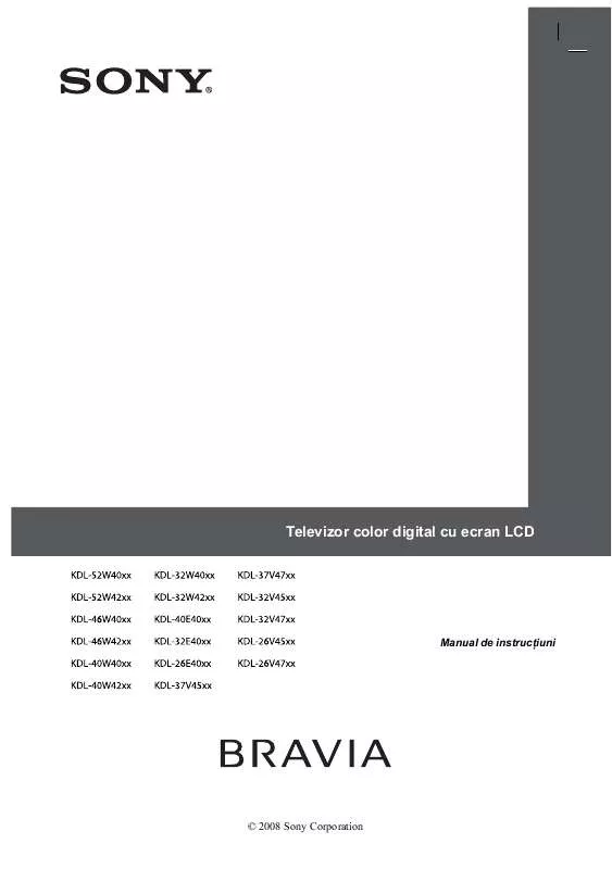 Mode d'emploi SONY KDL-26E4030