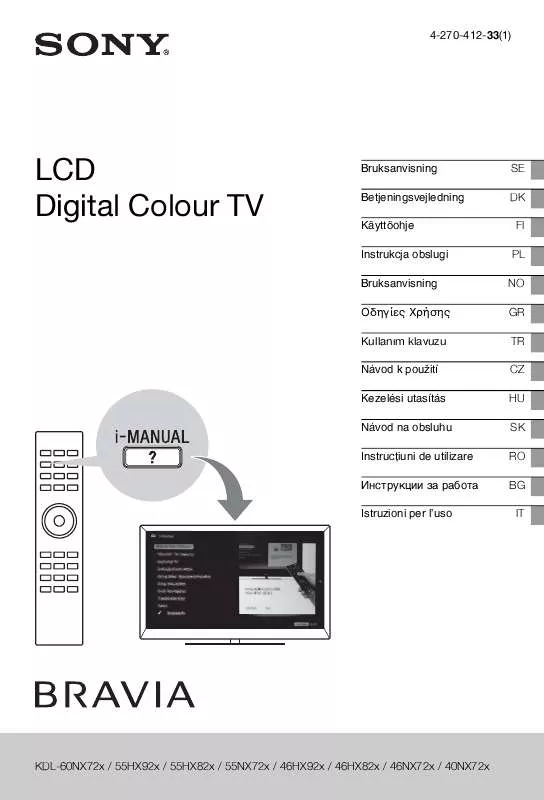 Mode d'emploi SONY BRAVIA KDL-40NX723