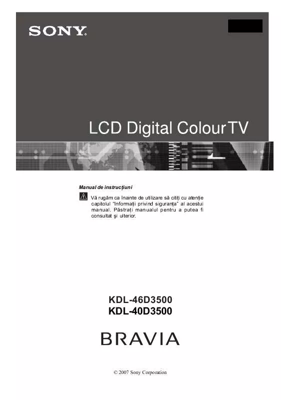 Mode d'emploi SONY KDL-46D3500