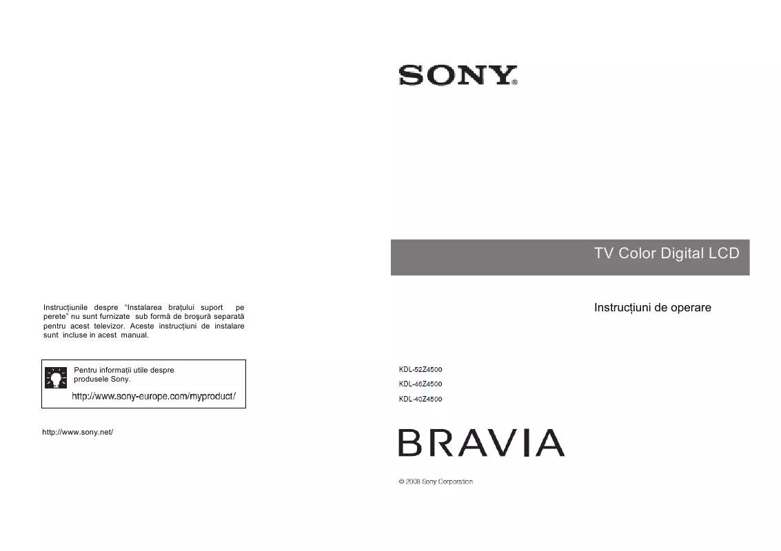 Mode d'emploi SONY KDL-52Z4500