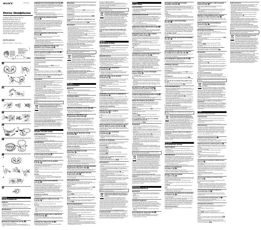 Mode d'emploi SONY MDR-AS50G