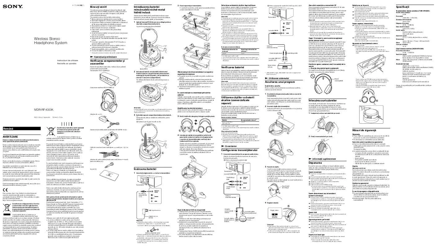 Mode d'emploi SONY MDR-RF4000K