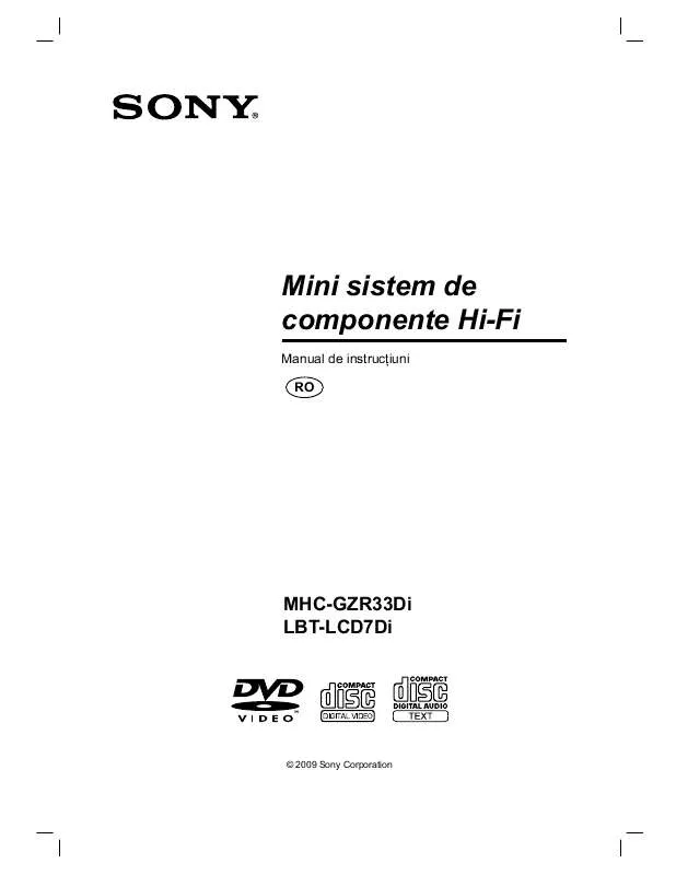 Mode d'emploi SONY MHC-GZR33DI