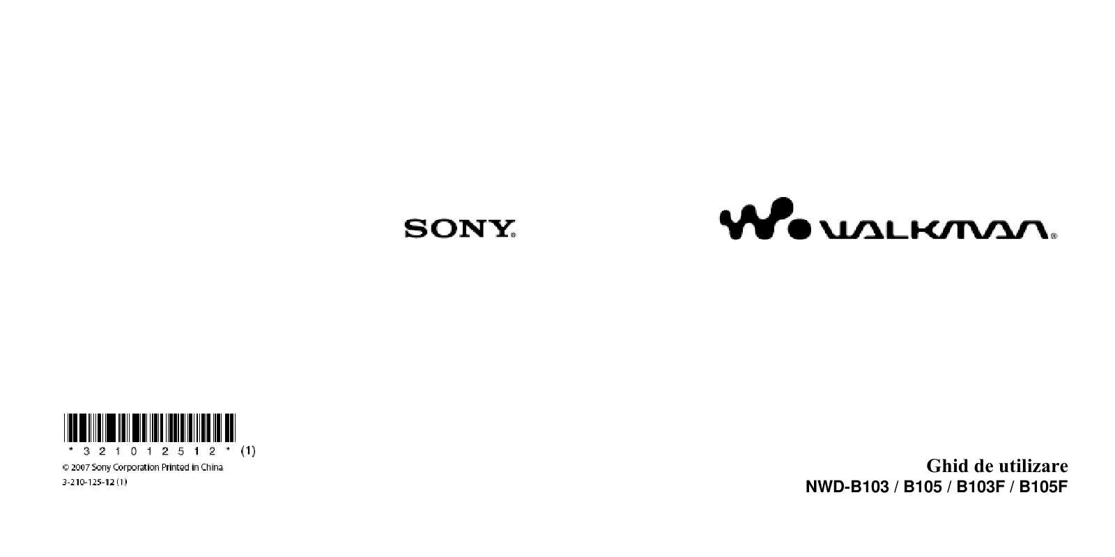 Mode d'emploi SONY NWD-B103F