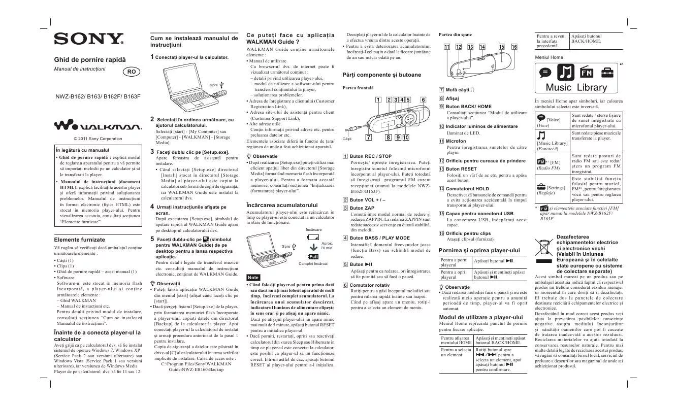 Mode d'emploi SONY NWZ-B163