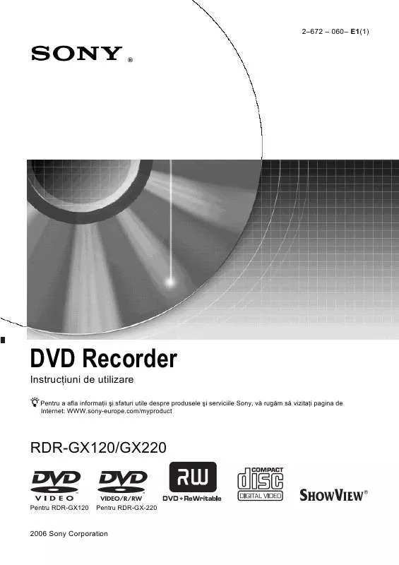 Mode d'emploi SONY RDR-GX220