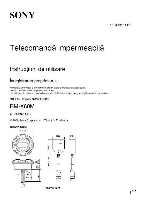 Mode d'emploi SONY RM-X60M