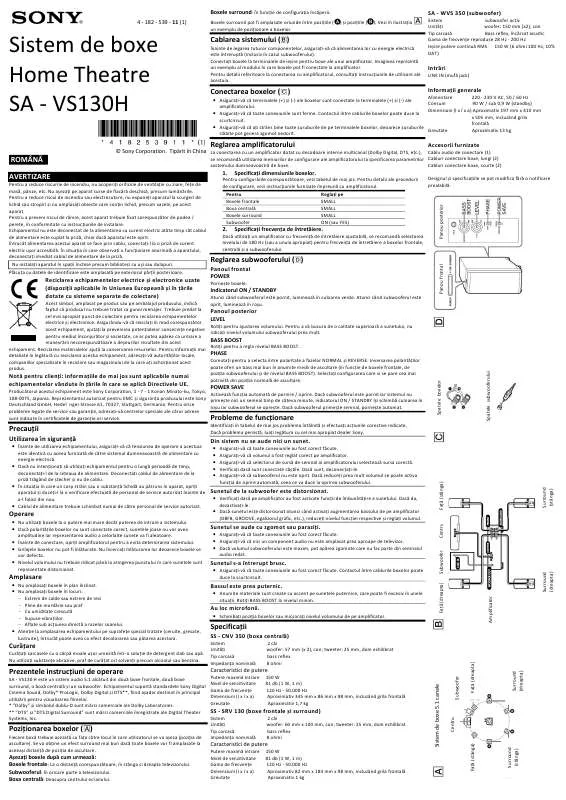 Mode d'emploi SONY SA-VS130H