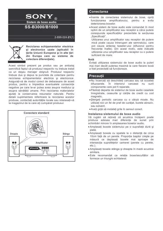 Mode d'emploi SONY SS-B1000