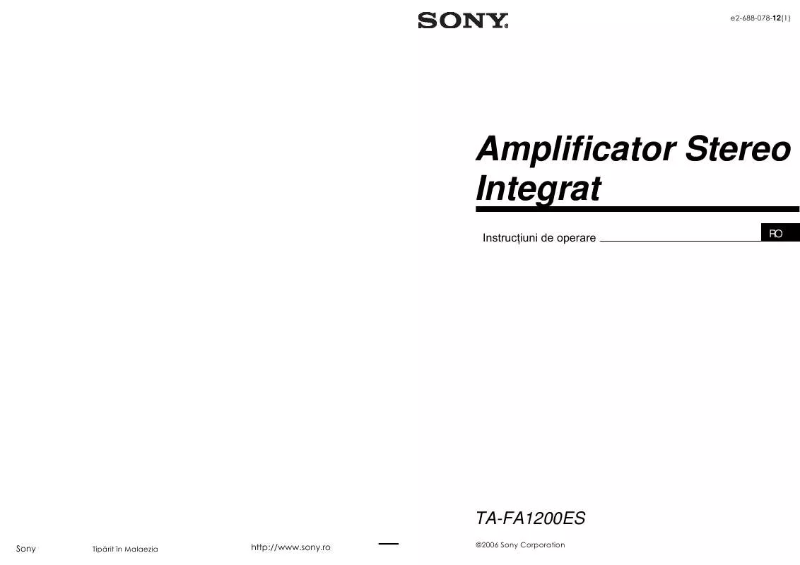 Mode d'emploi SONY TA-FA1200ES