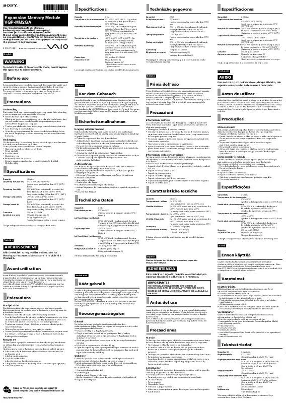 Mode d'emploi SONY VGP-MM2GA