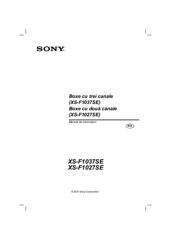 Mode d'emploi SONY XS-F1037SE