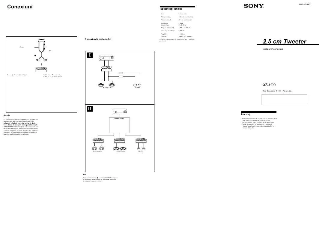 Mode d'emploi SONY XS-H03