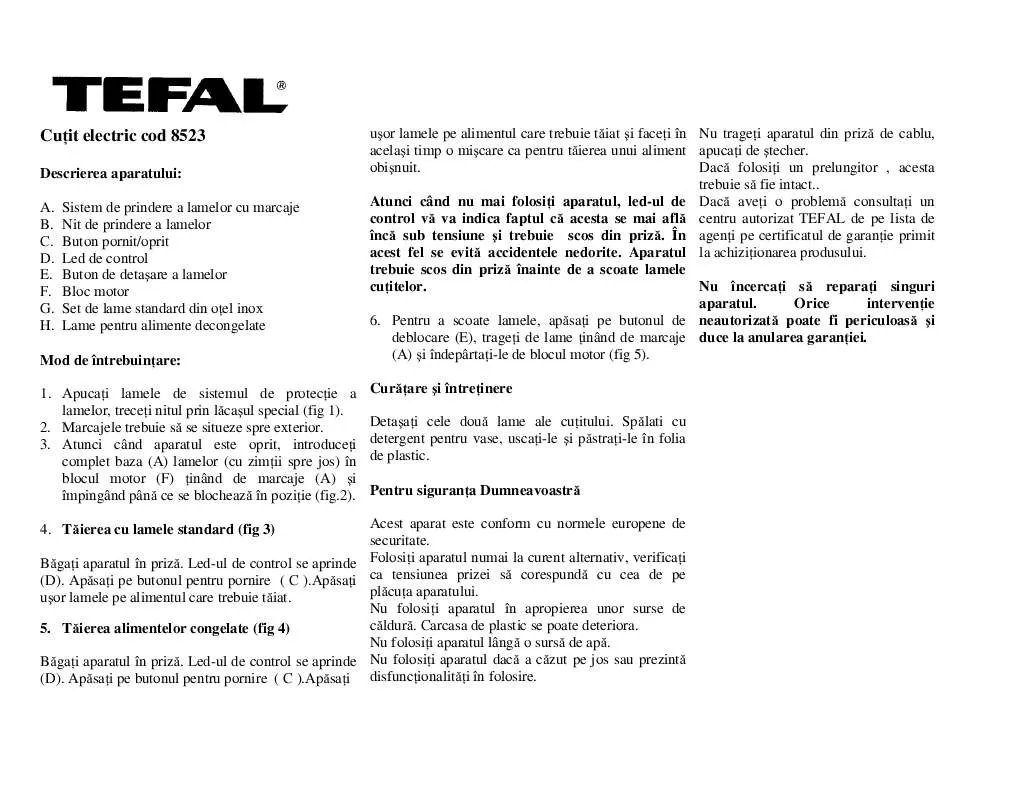 Mode d'emploi TEFAL 8523