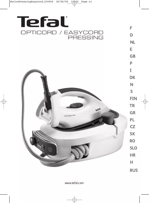 Mode d'emploi TEFAL EASYCORD PRESSING